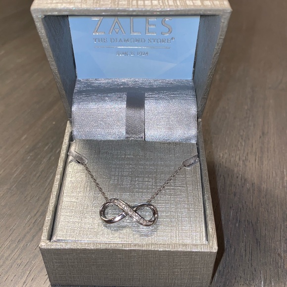 Authentic ZALES Diamond & Sterling Silver Necklace - Picture 3 of 6